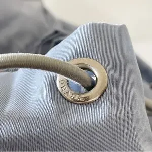 Prada | Bags | Prada Blue Nylon Gray Trim Small Buckle Flap  display picture 1